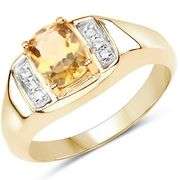 14K Yellow Gold Ring with Genuine Citrine & White Topaz