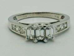 14K White Gold Emerald Cut Diamond Ring