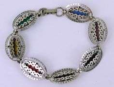 Vintage Sterling Carved Agate Scarab Bracelet