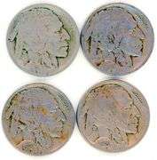 4 Different Buffalo Nickels: 1915-1918