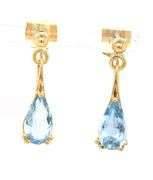 18kt Yellow gold 3ctw pear shaped aquamarine dangle earrings