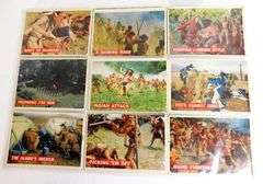 9 Vintage Davy Crockett Topps Trade Cards