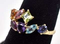 Colorful 14K Yellow Gold Multi-Gemstone Ring