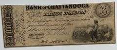 Jan 1 1863 Bank of Chattanooga $3 Note