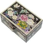 Handmade Mother of Pearl Jewelry Box Flowers and Butterflies Design