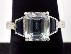 Darling 14K White Gold Blue Topaz and Blue Sapphire Gemstone Ring