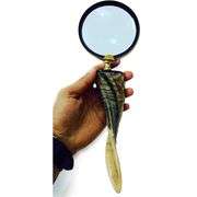 Gold Plated Brass Magnifying Glass with Goat Horn Handle