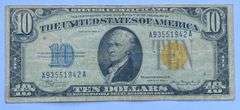 1934 A North Africa Emergency Issue $10 Silver Certificate.