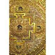 Rare Temple Collection Tibetan Silver Gold & Gilded Mosaic Gem Thangka Mandala