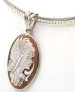 925 Sterling silver Cameo pendant on Italian omega chain