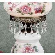 Victorian Style Hurricane Rose Table Lamp with Crystal Beads