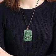 Grade A Jade Pendant Necklace Roaring Tiger
