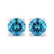 Genuine Blue Diamond Earrings in 14K White Gold