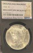 1922 NGC Brilliant Uncirculated Peace $ With Original Bag Fragment