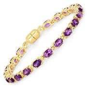 8.4k Genuine Amethyst Bracelet with 18K Yellow Gold Plating