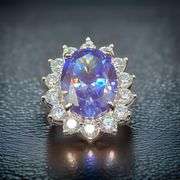 Dazzling 6.75 Ct VVs1 Lab Simulated Violet Blue Flash Tanzanite Ring