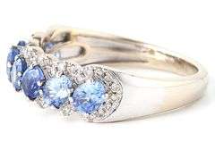 Le Vian 0c.90tw Sapphire and 0.25ctw Diamond Frame Band Ring in 14K