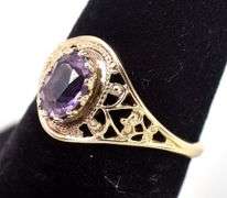 Beautiful 10K Yellow Gold Amethyst Gemstone Ring