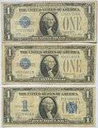 3 Funnyback $1 Silver Certificates