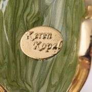 Handcrafted Keren Kopal Gold Frog with Green Crystals