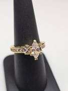 Ladies Sparklin14 Kt Tri-Layered Yellow Gold Plated Rare Marquis Cut Lab Simulated Diamond Ring