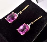 Beautiful 10K Yellow Gold Pink Topaz Gemstone Earrings