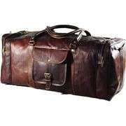 Genuine Vintage Brown Leather Duffel Bag