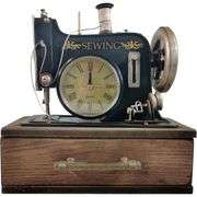 Sewing Machine Clock with Wooden Case