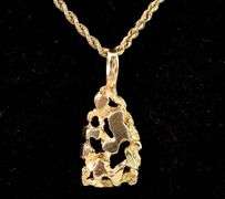 Perfect 14K Yellow Gold Gold Nugget Pendant Necklace