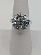 Huge 11.5 Ct VVs1 Ice Blue Lab Simulated Diamond 14 Kt White Gold Plated Ring