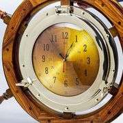 24" Pirate's Nautical Steering Wheel Styled Porthole Clock