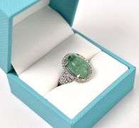 Stunning 7.50CTS Oval Cabochon-Cut Natural Emerald & Sapphire Gemstone Ring in Sterling Silver