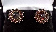 Red Garnet Gemstone Stud Earrings in Sterling Silver