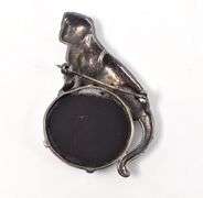Jaguar Pin with Black Onyx and Marcasite Gemstone in Sterling Silver