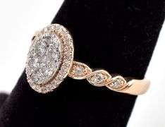 Stunning 10K Rose Gold Diamond Cluster Ring