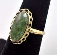 Wonderful 10K Yellow Gold Green Gemstone Ring