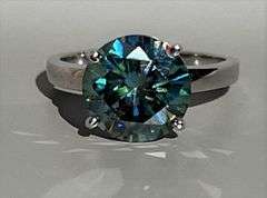 14 Kt White Gold Plate 5.35 Ct Deep Emerald Green VVs1 Fire Moissanite Ring