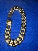Huge 144.7 Gram 14 Kt Gold Plate Cuban Link Bracelet
