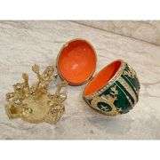 Royal Green Fabergé Style Egg with 24k Gold and Swarovski Diamonds