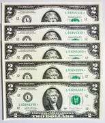 (5) Superb Crisp 2017A $2 Dollar Star Replacement Notes San Francisco Consecutive!