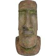 Heavy 16" Hand-Cast Easter Island Moai Head Sculpture