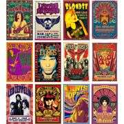 12 Vintage Rock Band Posters Retro Music Wall Art