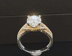Sparkling 2.15 Ct 14 Kt White Gold Plated Engagement Ring