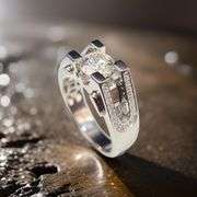 Men's Dynamic 18 Kt White Gold Plate 2 Ct VVs1 Lab Simulated Diamond Ring