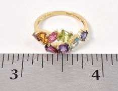 Colorful 14K Yellow Gold Multi-Gemstone Ring