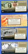4 Different Commemorative $1 Bank Notes in Original Packaging w/CoA
