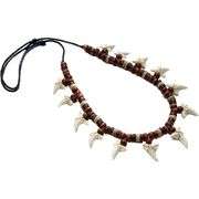 Genuine Mako Shark Tooth Necklace with Wooden Beads