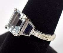 Darling 14K White Gold Blue Topaz and Blue Sapphire Gemstone Ring
