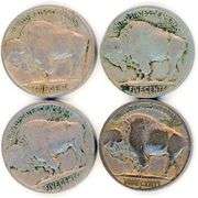 4 Different Buffalo Nickels: 1916-1919-S