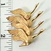 Charming Well-Detailed 14K  Flying Geese Brooch